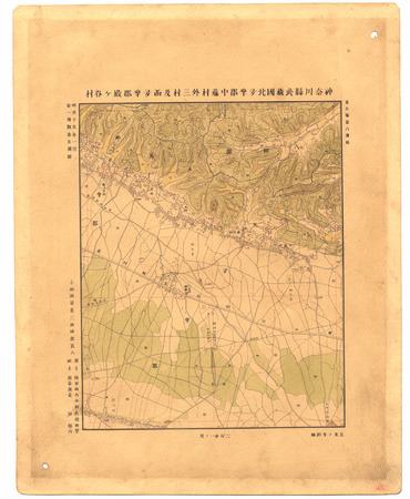極希少 1889年（明治22年◆東京府⇒神奈川県西多摩郡調布村成立の手書き古地図 極希少 1889年（明治22年◇東京府⇒神奈川県西多摩郡調布村成立の