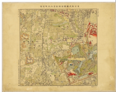 【未使用品】 灰皿 文久31年頃の江戸古地図 赤坂青山 鋳銅製赤銅 鉄製鉄錆 古地図コレクション（古地図資料閲覧サービス）