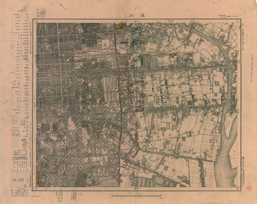 古地図 最新東京市全図 昭和7年　黒岩芳馬　雄文館　一部切れシミあるも書き込み無 古地図 最新東京市全図 昭和7年 黒岩芳馬 雄文館 一部切れシミあるも