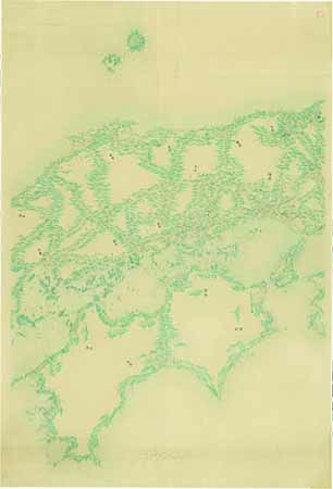 【真作】【印刷】掛軸　本州西部と四国の古地図　明治期　地理教育掛図　R151 真作】【印刷】掛軸 本州西部と四国の古地図 明治期 地理教育掛図