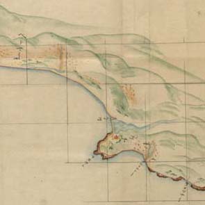伊能大図(米国)見本(一部分)(彩色あり:NO.23釧路市周辺)